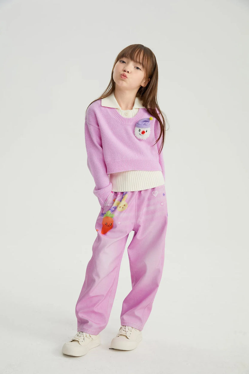 Snowman & Bunny Softshell Ski Pants – Painted Denim by Poco Blush, image 7