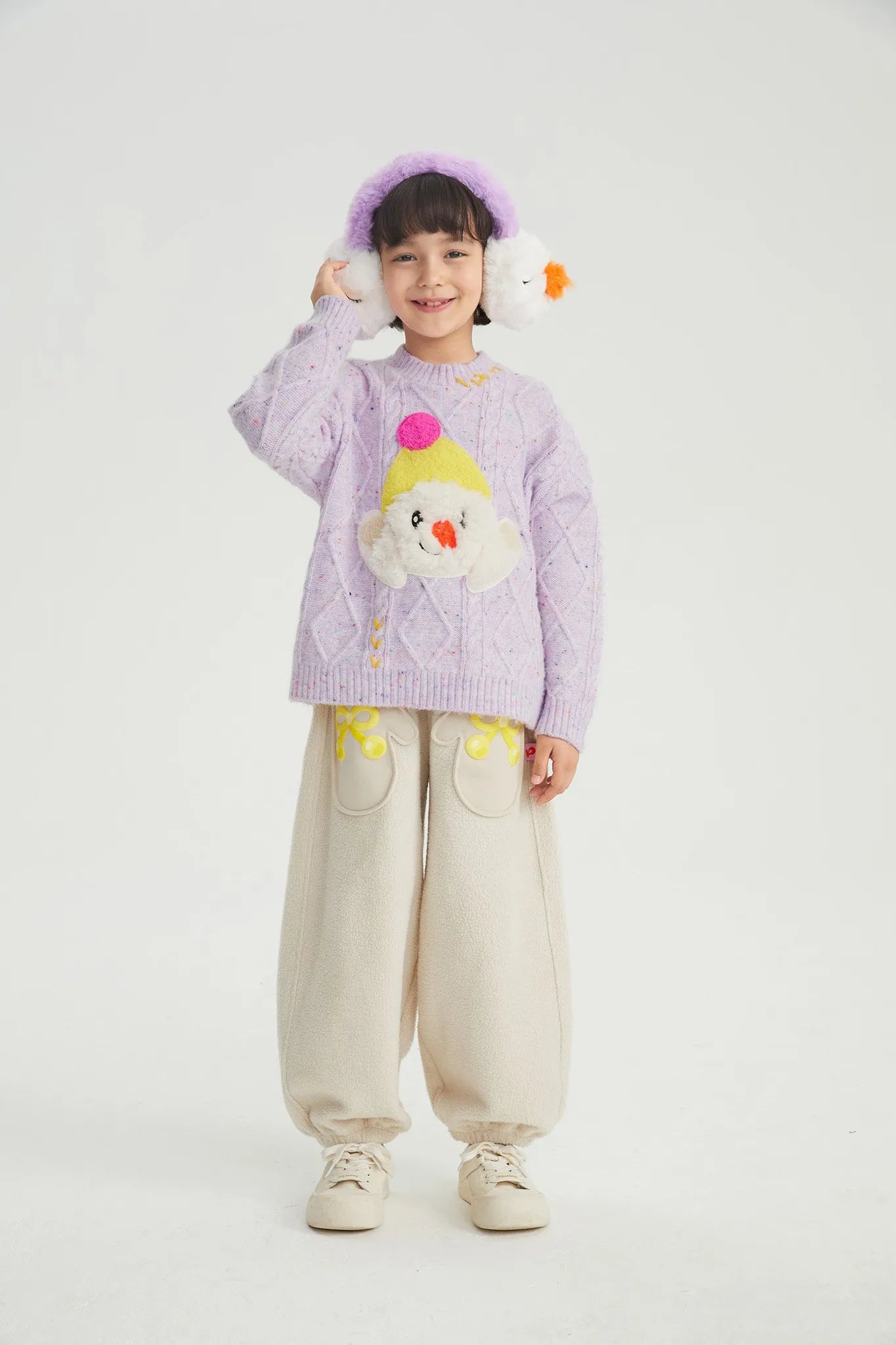 Poco Blush Snowman Mittens Sherpa Joggers