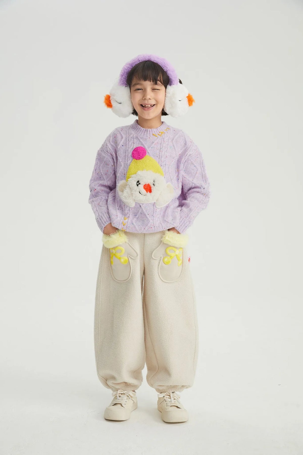Poco Blush Snowman Mittens Sherpa Joggers
