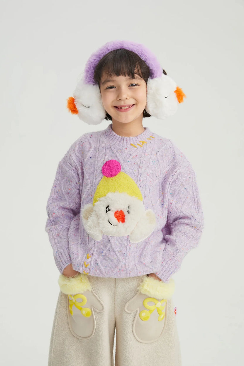 Hello Bunny & Snowman Cable Knit Sweater by Poco Blush, image 4