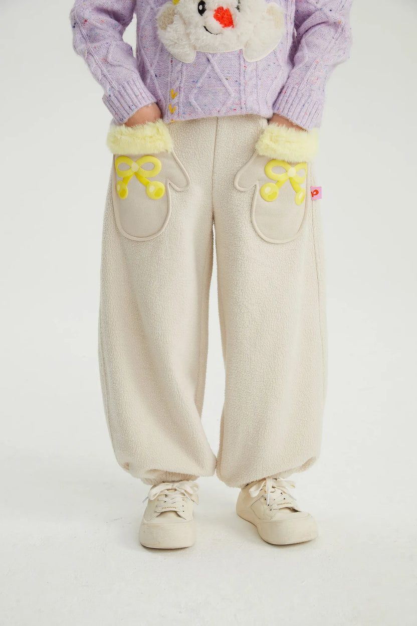 Snowman Mittens Sherpa Joggers by Poco Blush, image 7