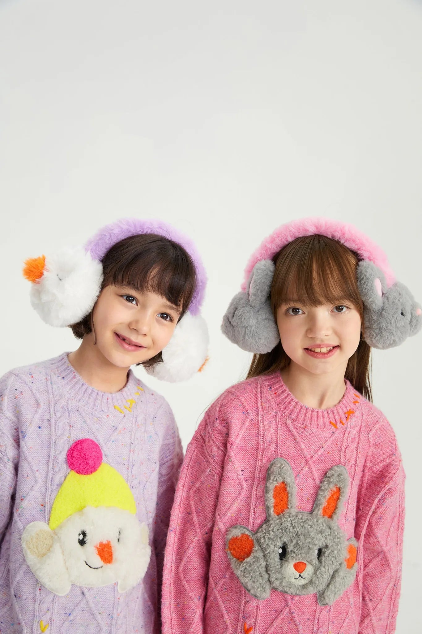Poco Blush Hello Bunny & Snowman Cable Knit Sweater