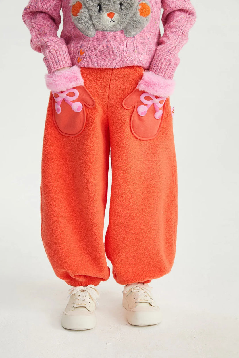 Snowman Mittens Sherpa Joggers by Poco Blush, image 3