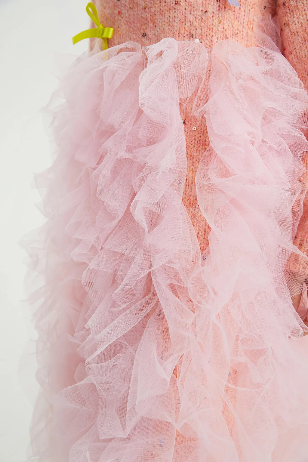 Poco Blush Sparkling Bow Mesh Knit Dress