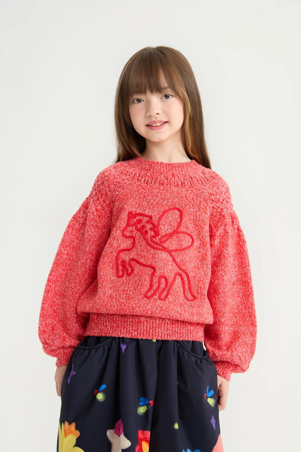 Poco Blush Red Pegasus Cable Knit Sweater