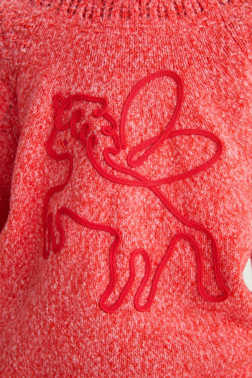 Red Pegasus Cable Knit Sweater by Poco Blush, image 9