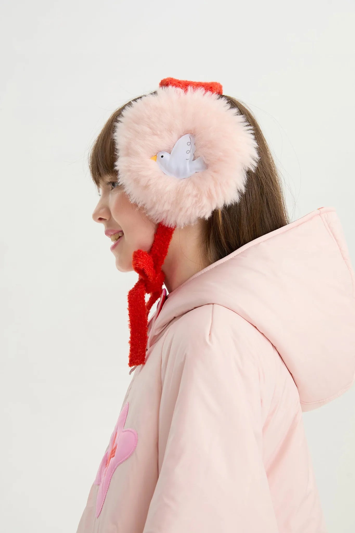 Poco Blush Whispering Bird Kids Furry Earmuffs