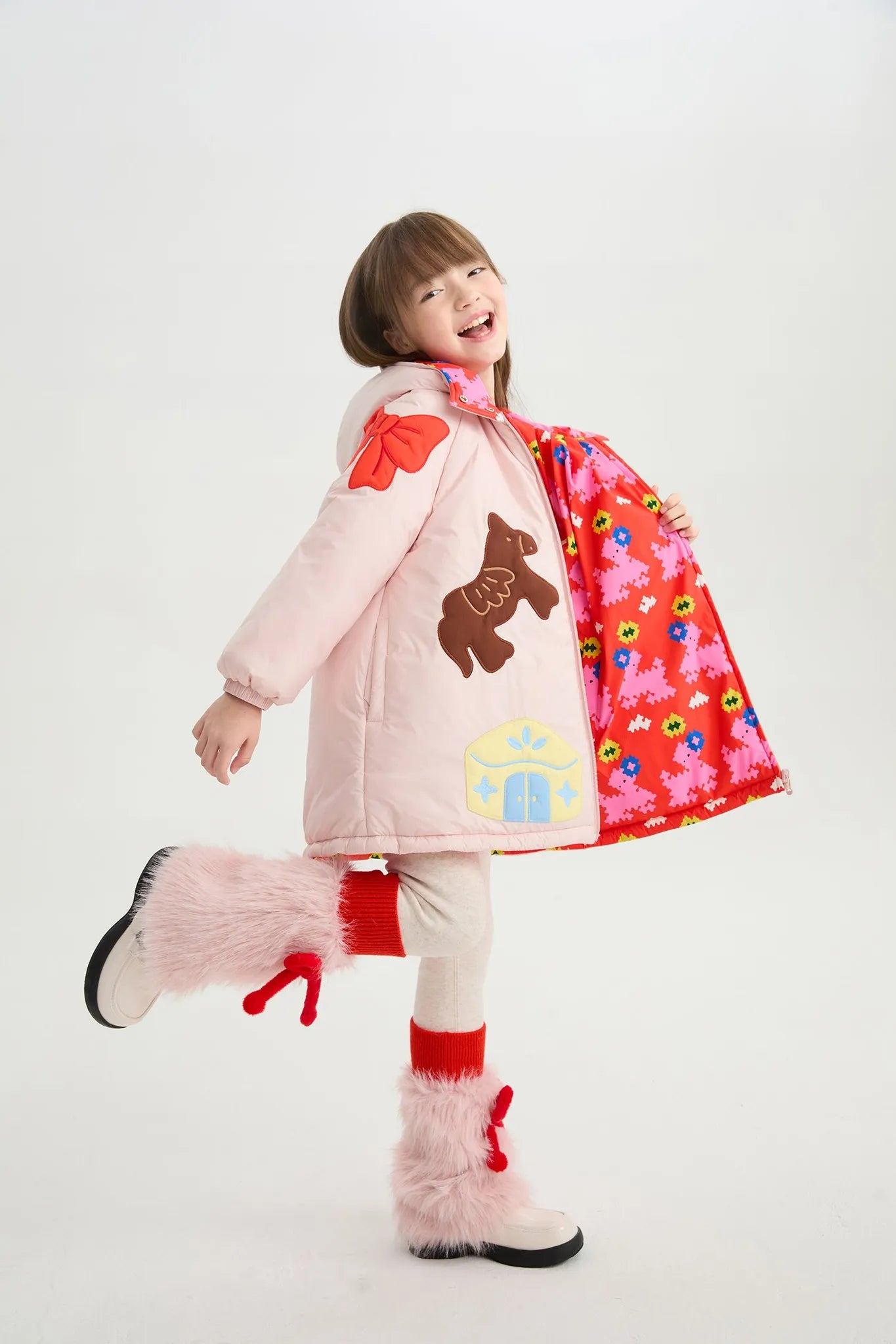 Poco Blush Little Lamb Bow Furry Leg Warmers AW253A05