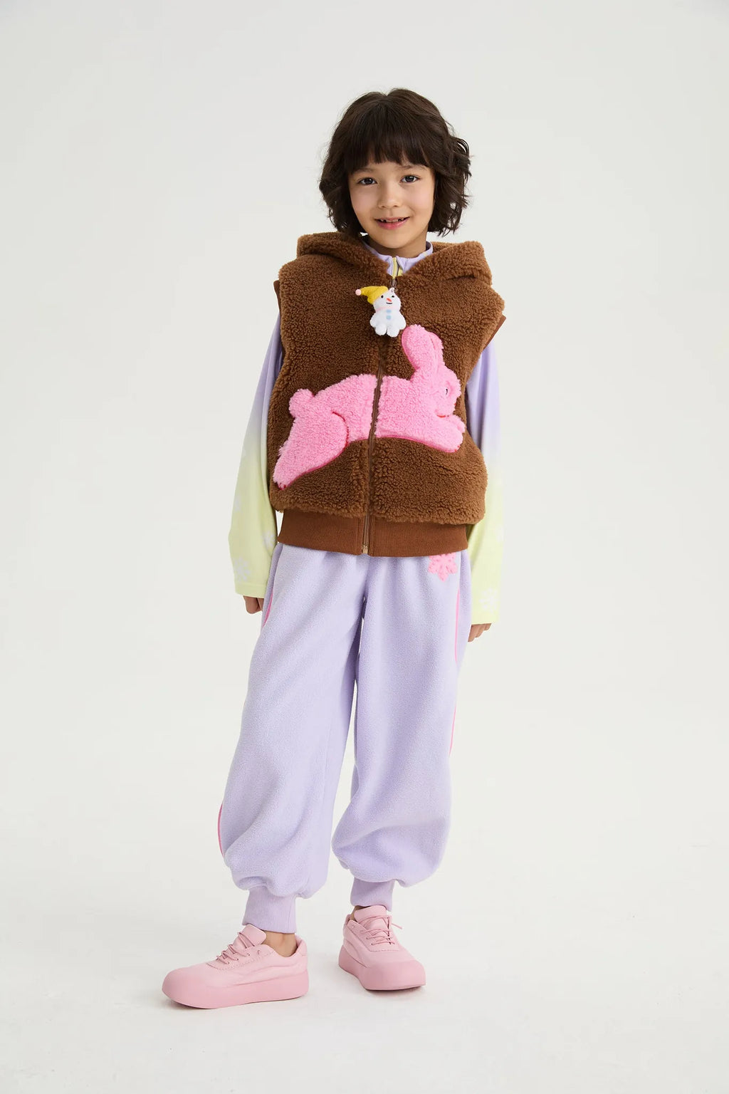 Snowman Wobbler & Star Bunny Sherpa Gilet by Poco Blush, image 10