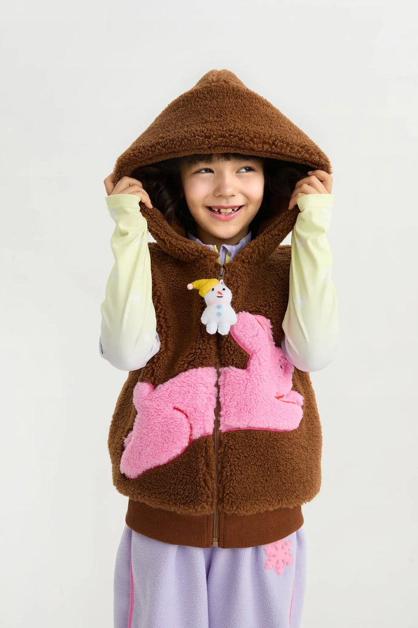 Snowman Wobbler & Star Bunny Sherpa Gilet by Poco Blush, image 9