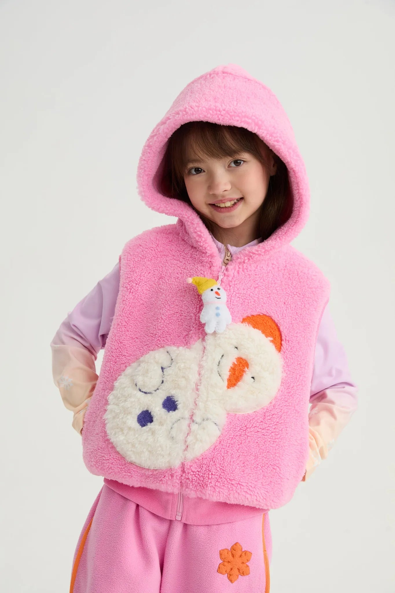 Snowman Wobbler & Star Bunny Sherpa Gilet by Poco Blush, image 6