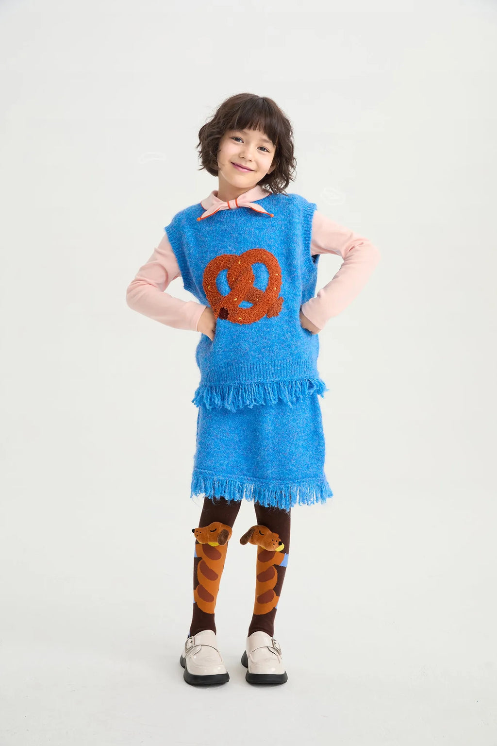 Poco Blush Twisted Bread Dog Alpaca-Feel Knit Vest