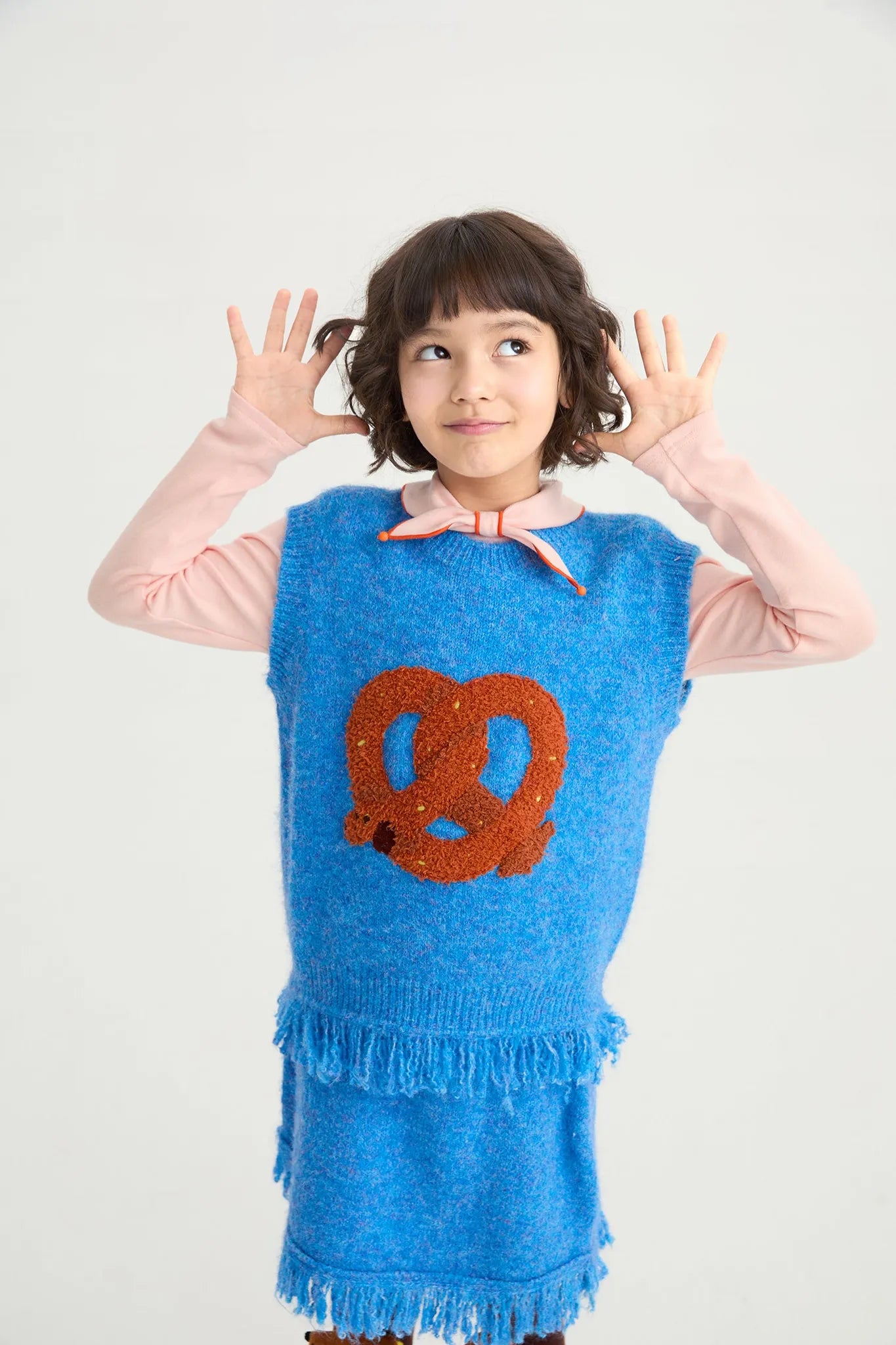 Poco Blush Twisted Bread Dog Alpaca-Feel Knit Vest