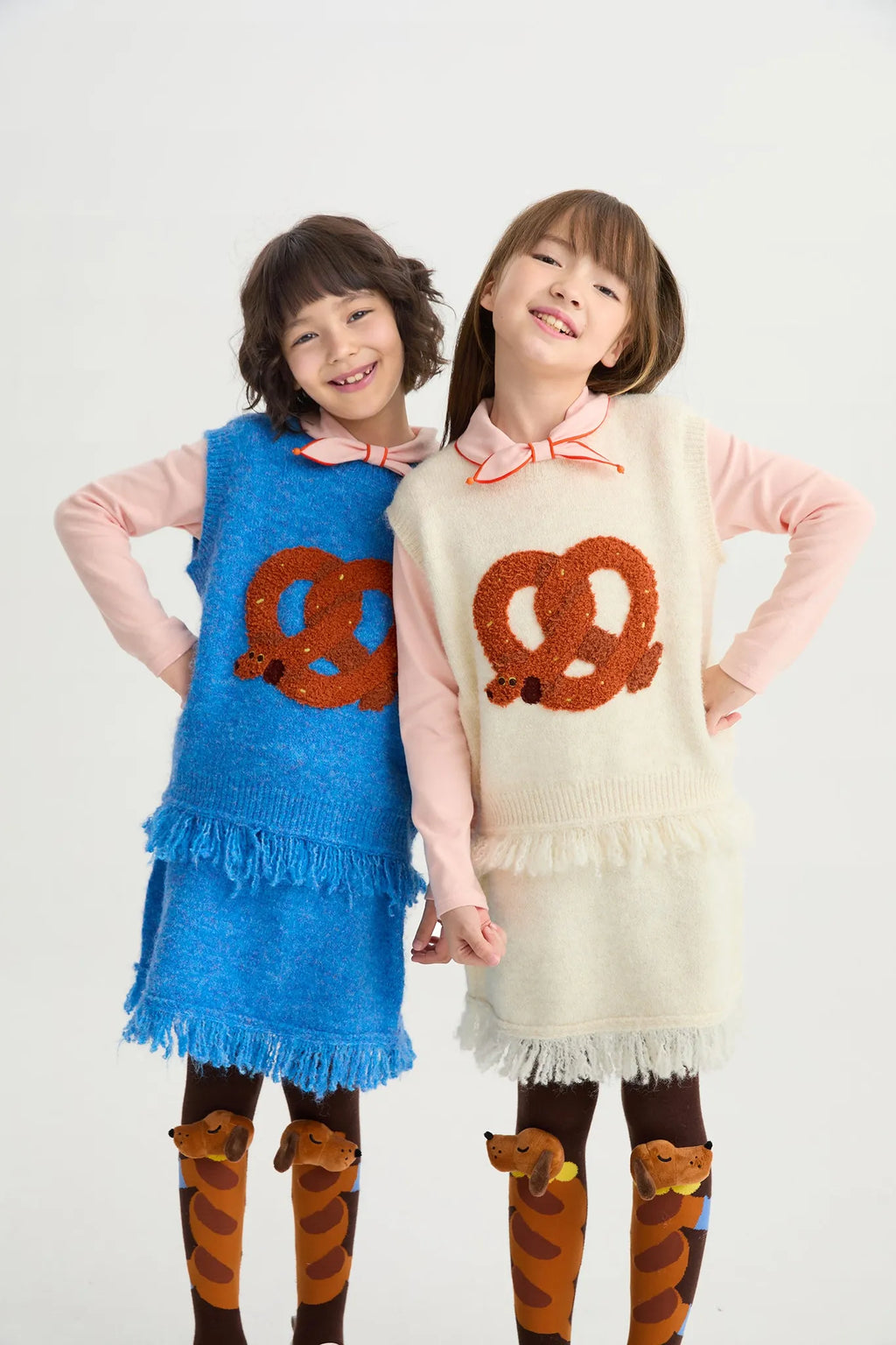 Poco Blush Twisted Bread Dog Alpaca-Feel Knit Vest