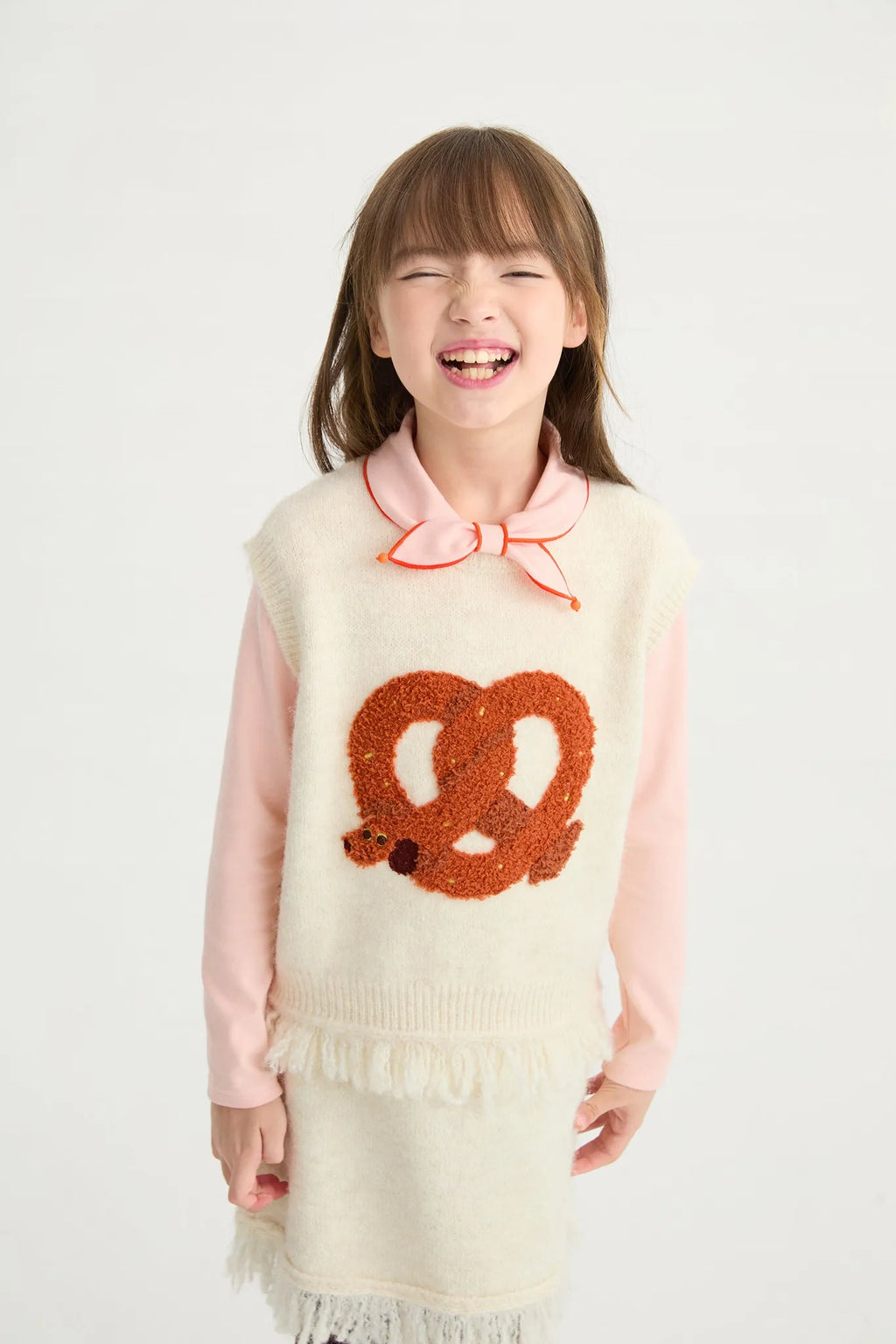 Poco Blush Twisted Bread Dog Alpaca-Feel Knit Vest