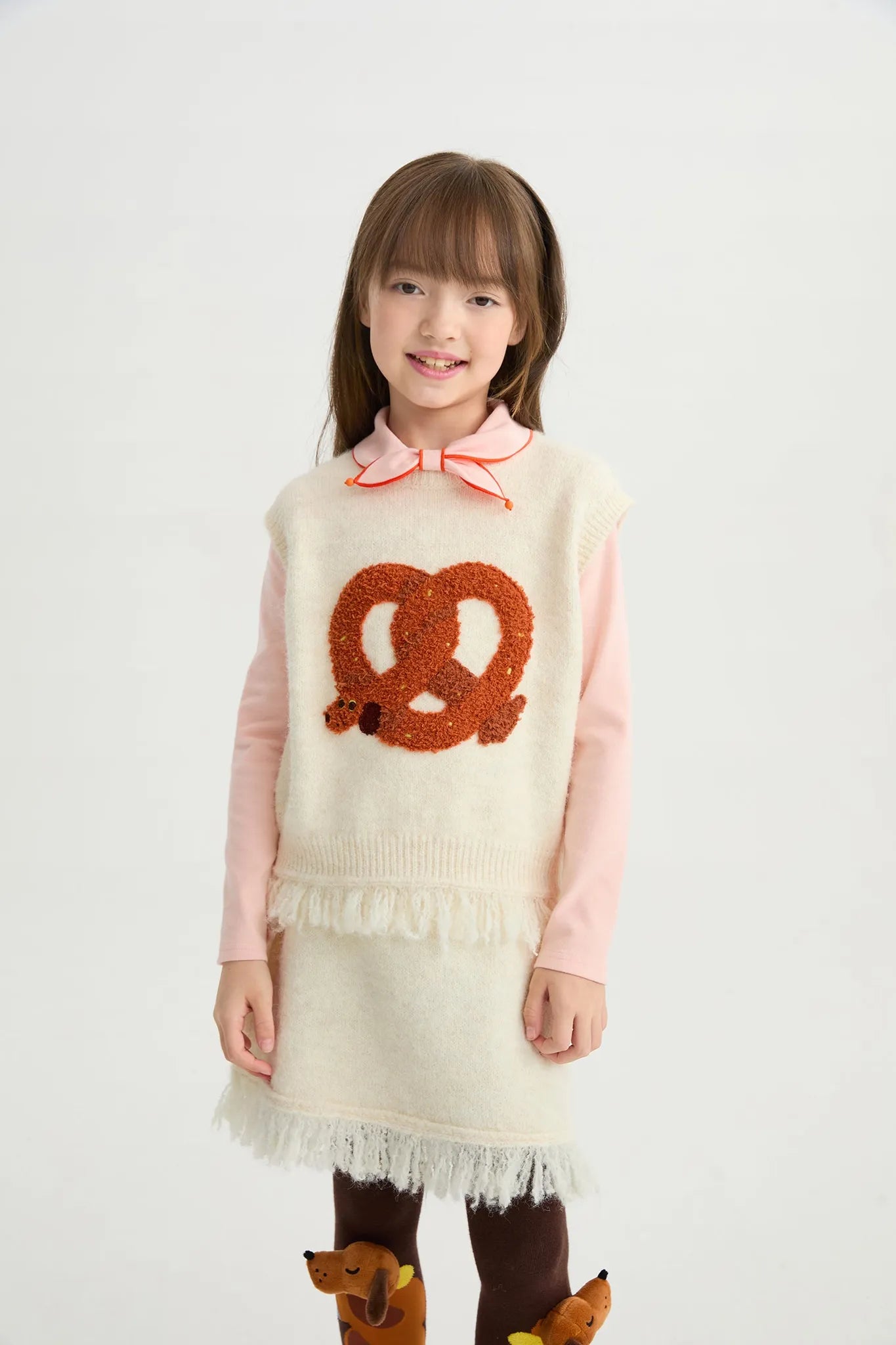 Poco Blush Twisted Bread Dog Alpaca-Feel Knit Vest