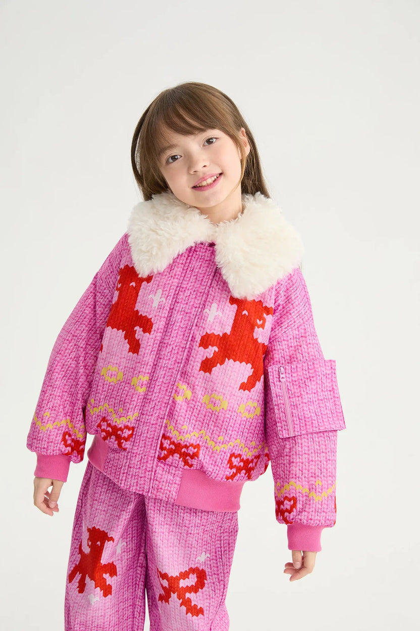 Little Sheep Chunky Knit Print Fleece Jacket by Poco Blush, image 6