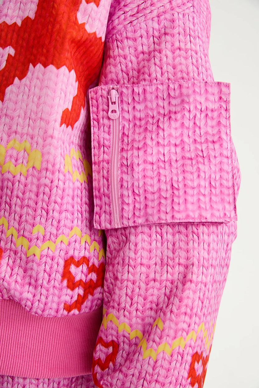 Little Sheep Chunky Knit Print Fleece Jacket by Poco Blush, image 9