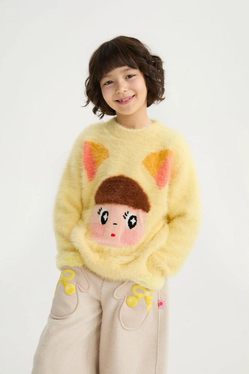 Fringe Cat & Bunny Jacquard Sweater by Poco Blush, image 4