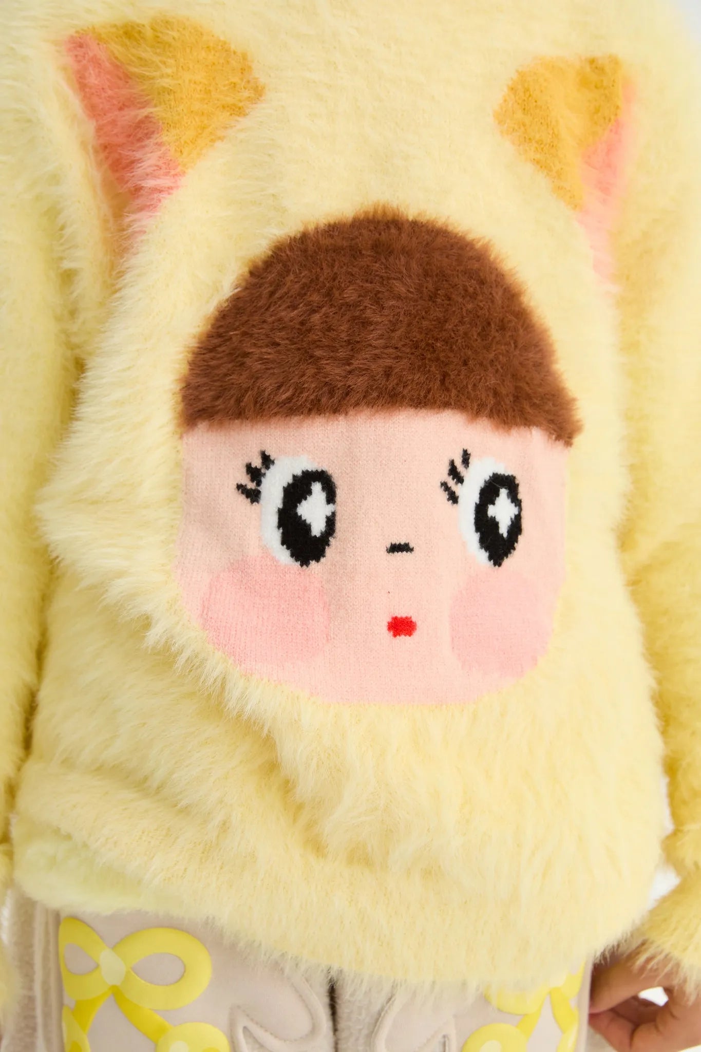 Poco Blush Fringe Cat & Bunny Jacquard Sweater