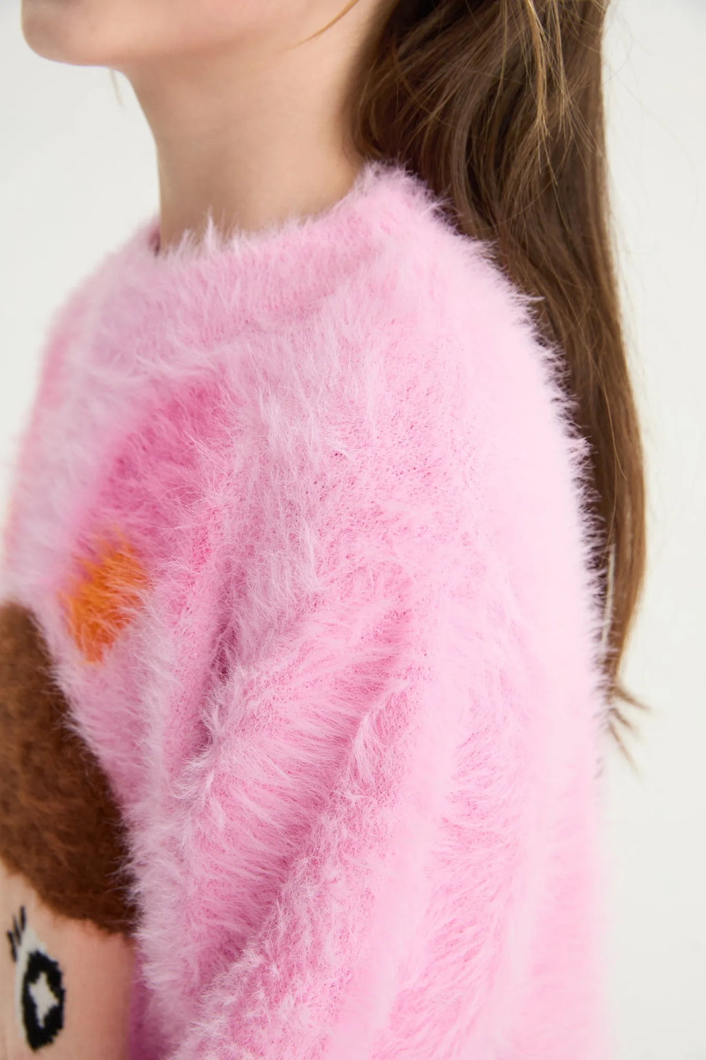 Poco Blush Fringe Cat & Bunny Jacquard Sweater