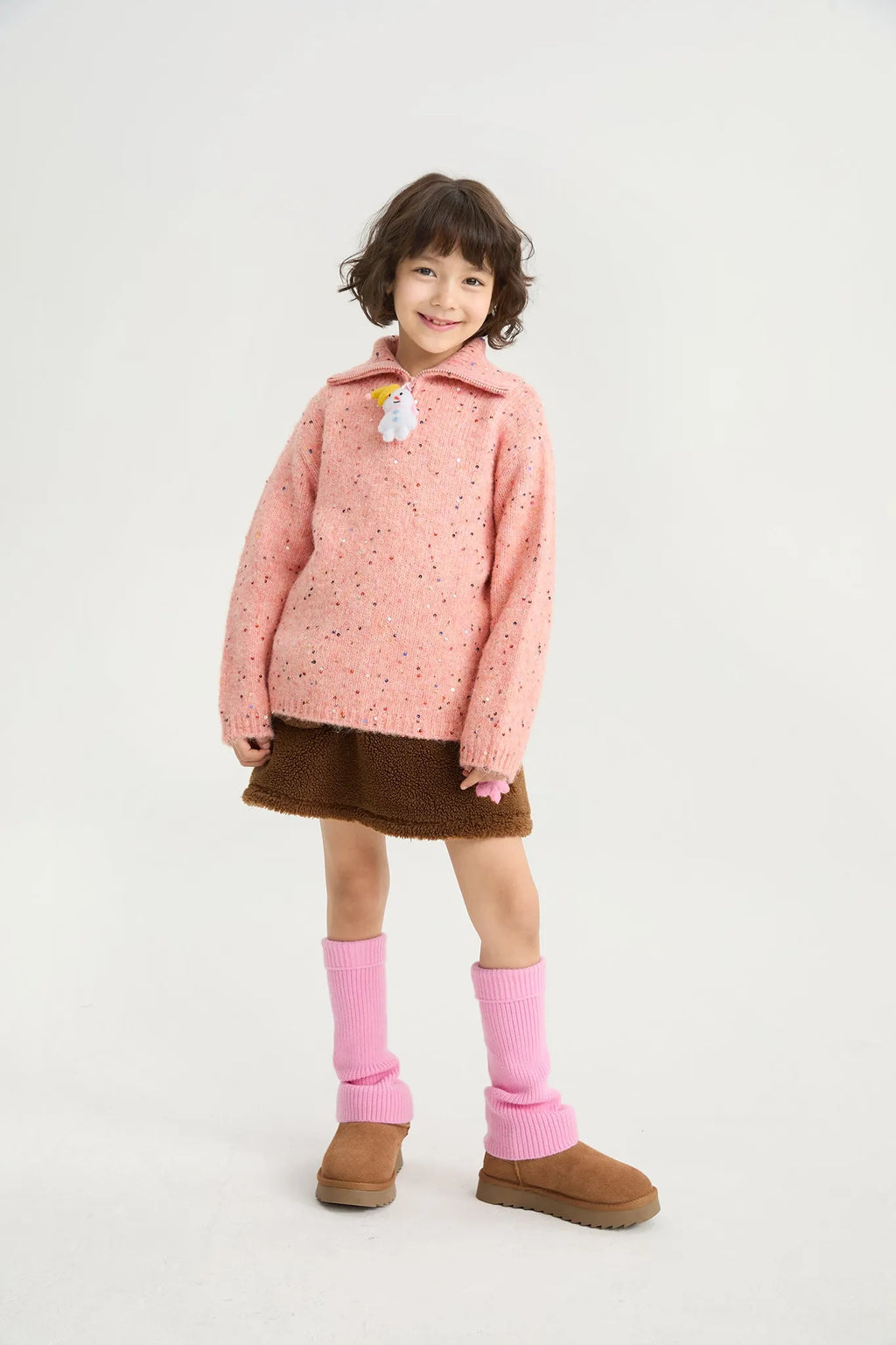 Poco Blush Sparkling Snowman Sequin Sweater