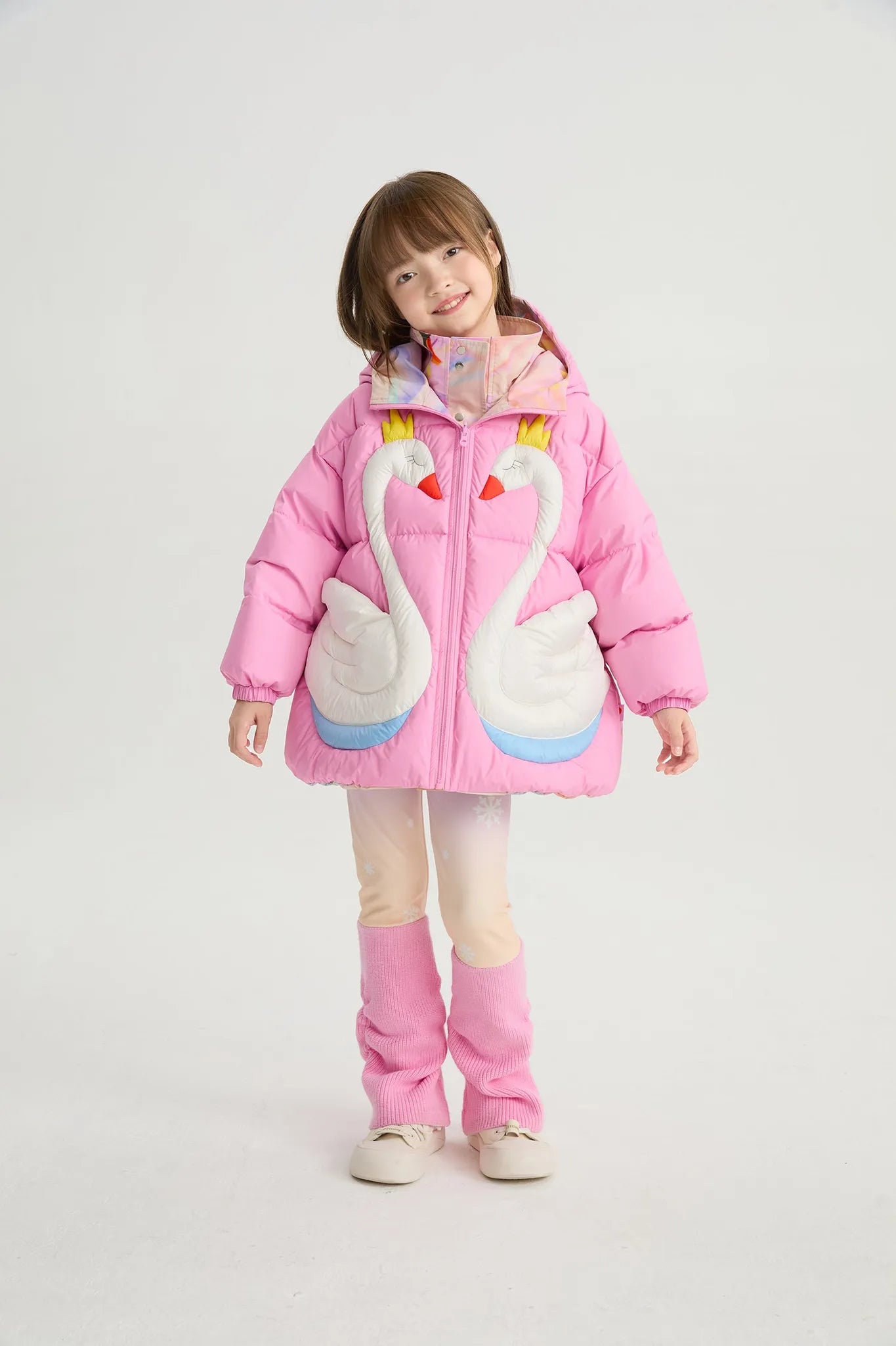 Poco Blush Elegant Swan Reversible Goose Down Coat