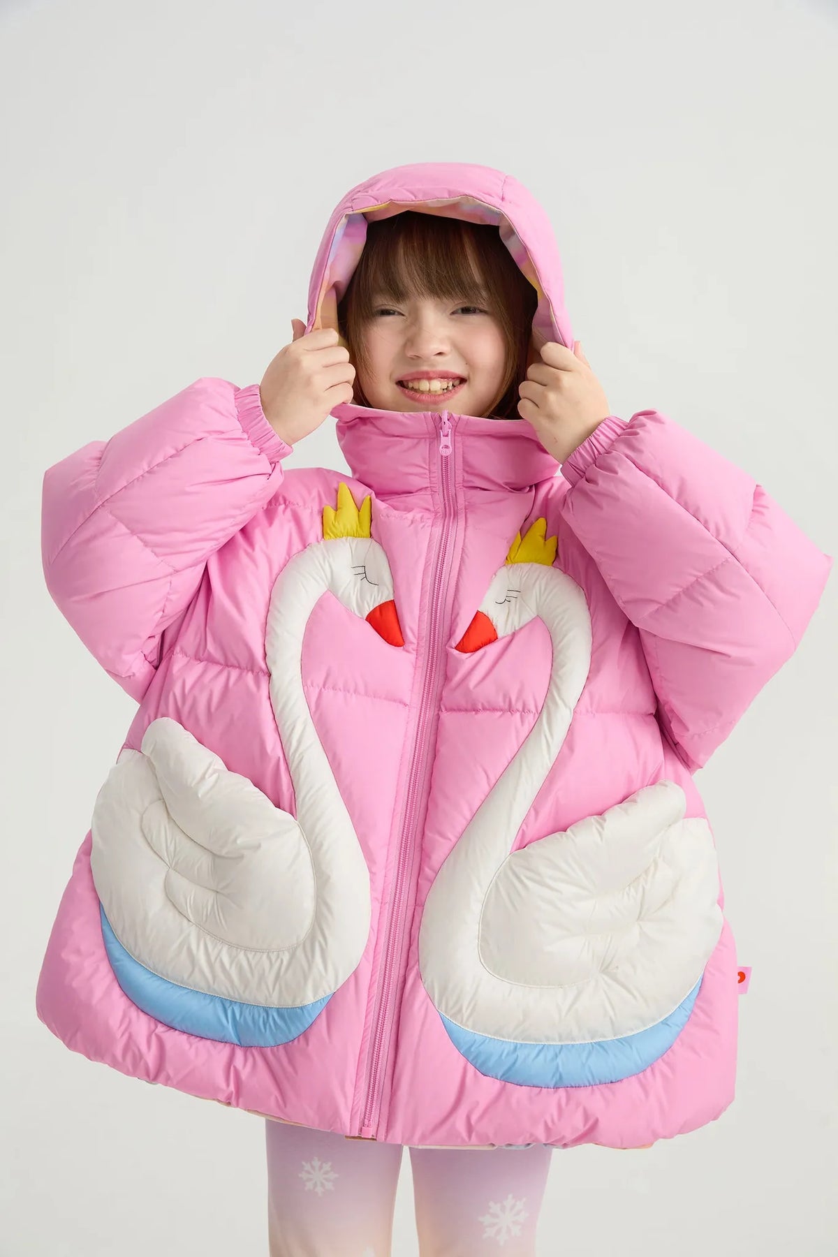 Poco Blush Elegant Swan Reversible Goose Down Coat