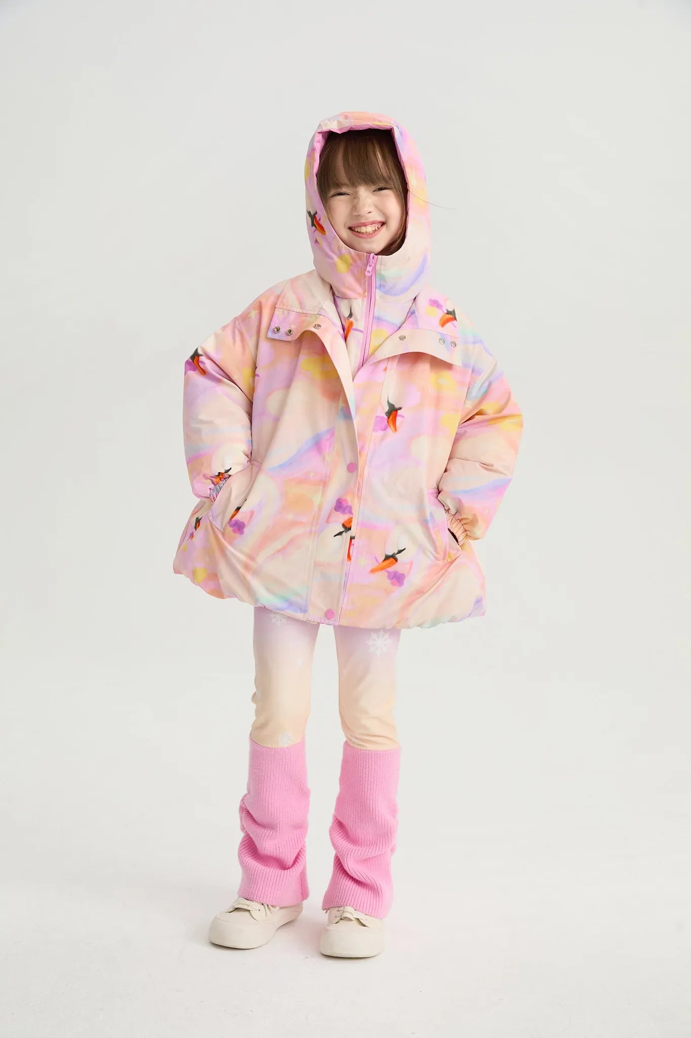 Poco Blush Elegant Swan Reversible Goose Down Coat