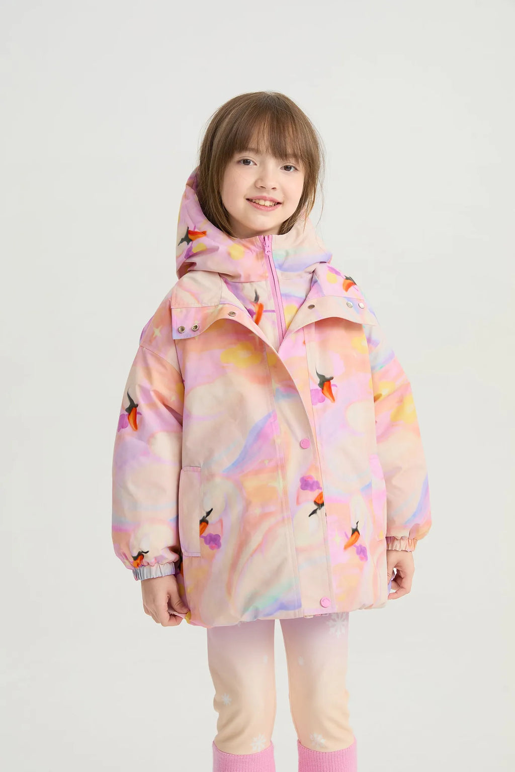 Poco Blush Elegant Swan Reversible Goose Down Coat