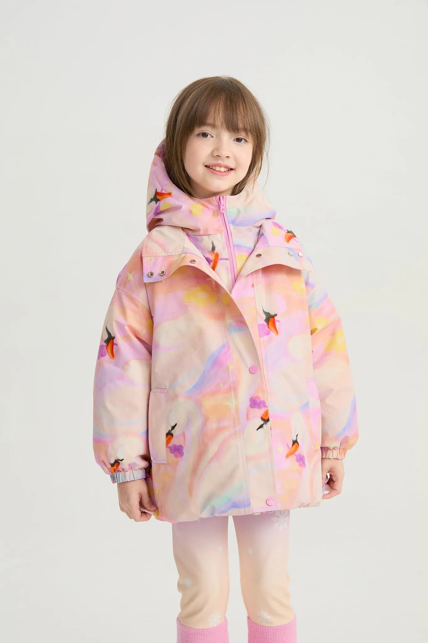 Poco Blush Elegant Swan Reversible Goose Down Coat