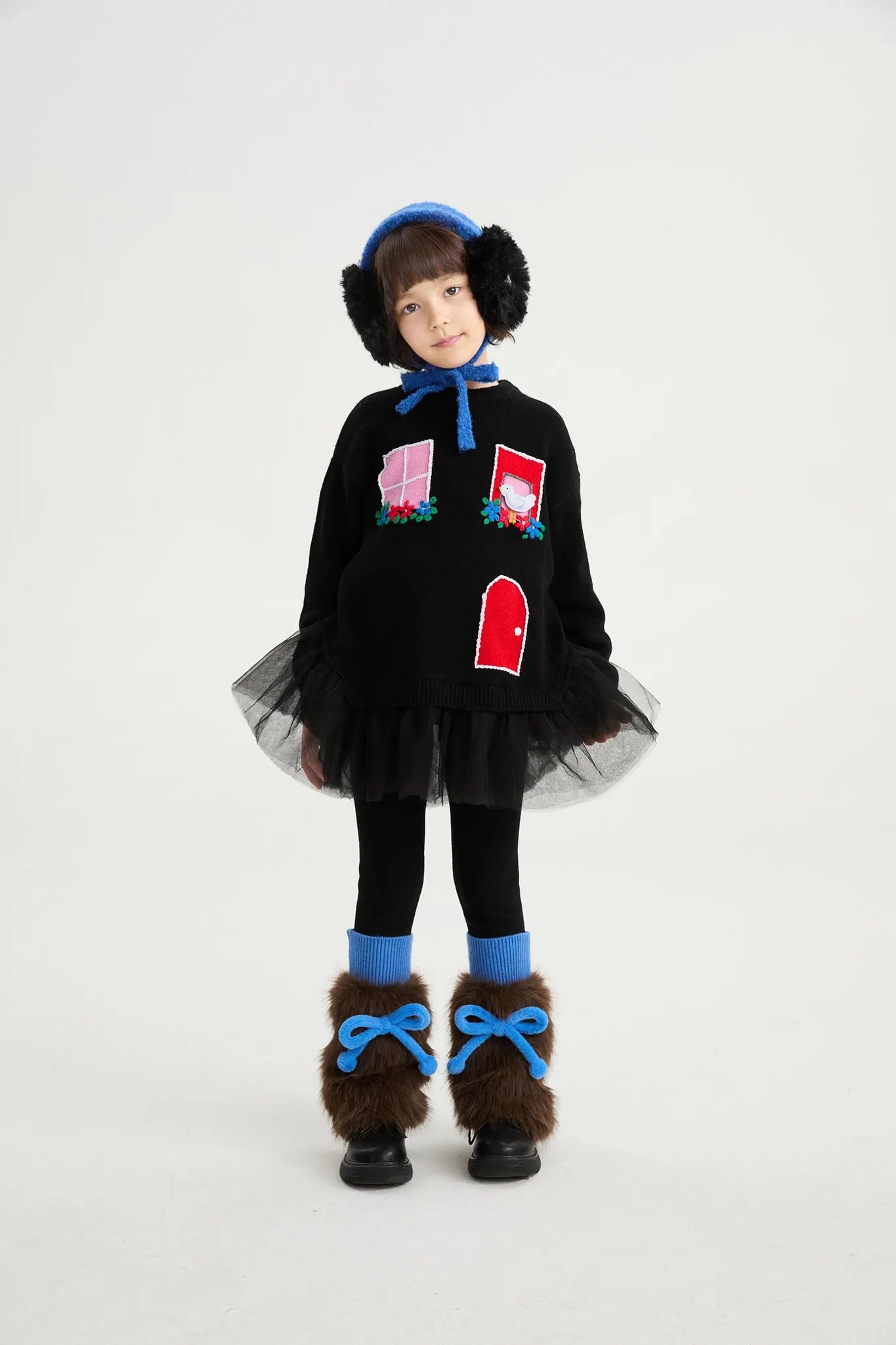 Poco Blush Little Lamb Bow Furry Leg Warmers AW253A05