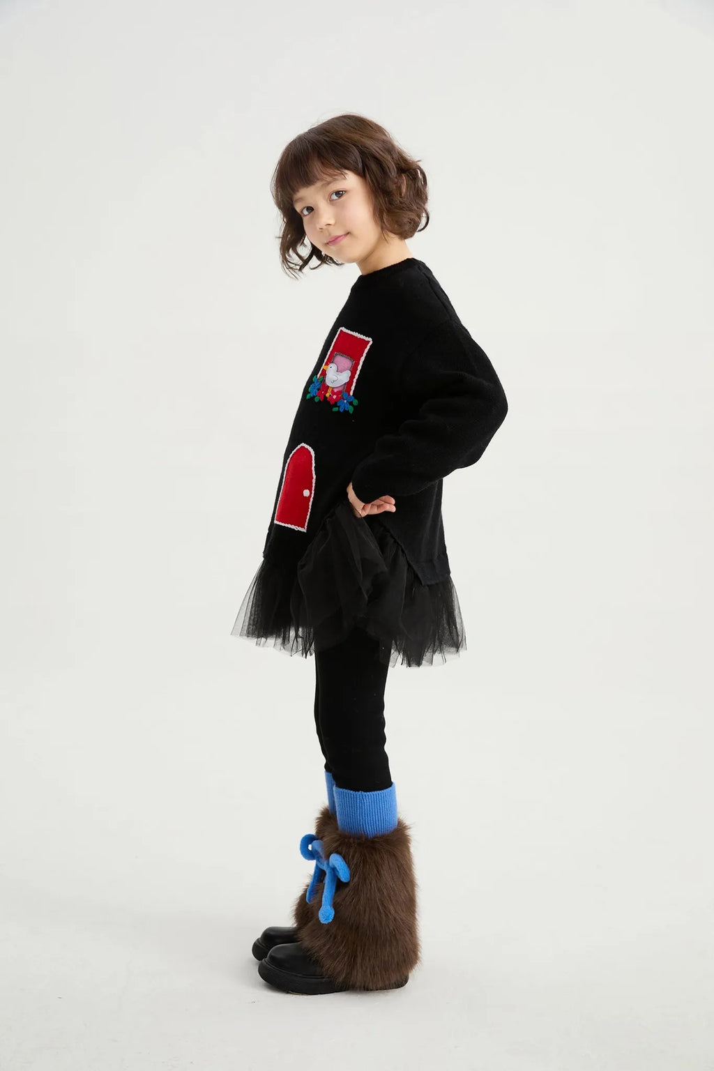 Poco Blush Little Lamb Bow Furry Leg Warmers AW253A05