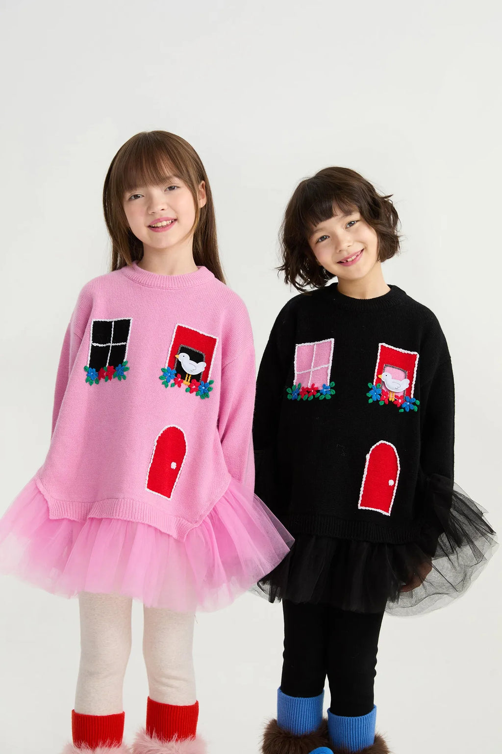 Poco Blush Bird at the Window Mesh Knit Sweater
