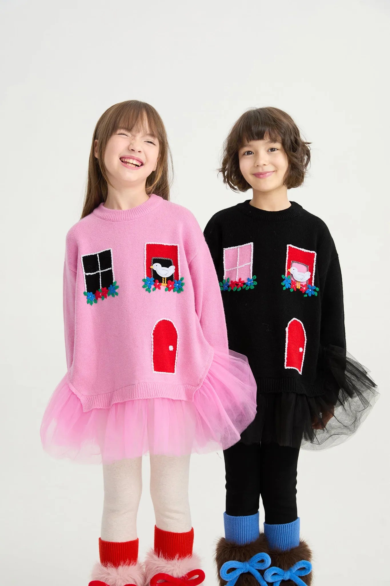 Poco Blush Bird at the Window Mesh Knit Sweater