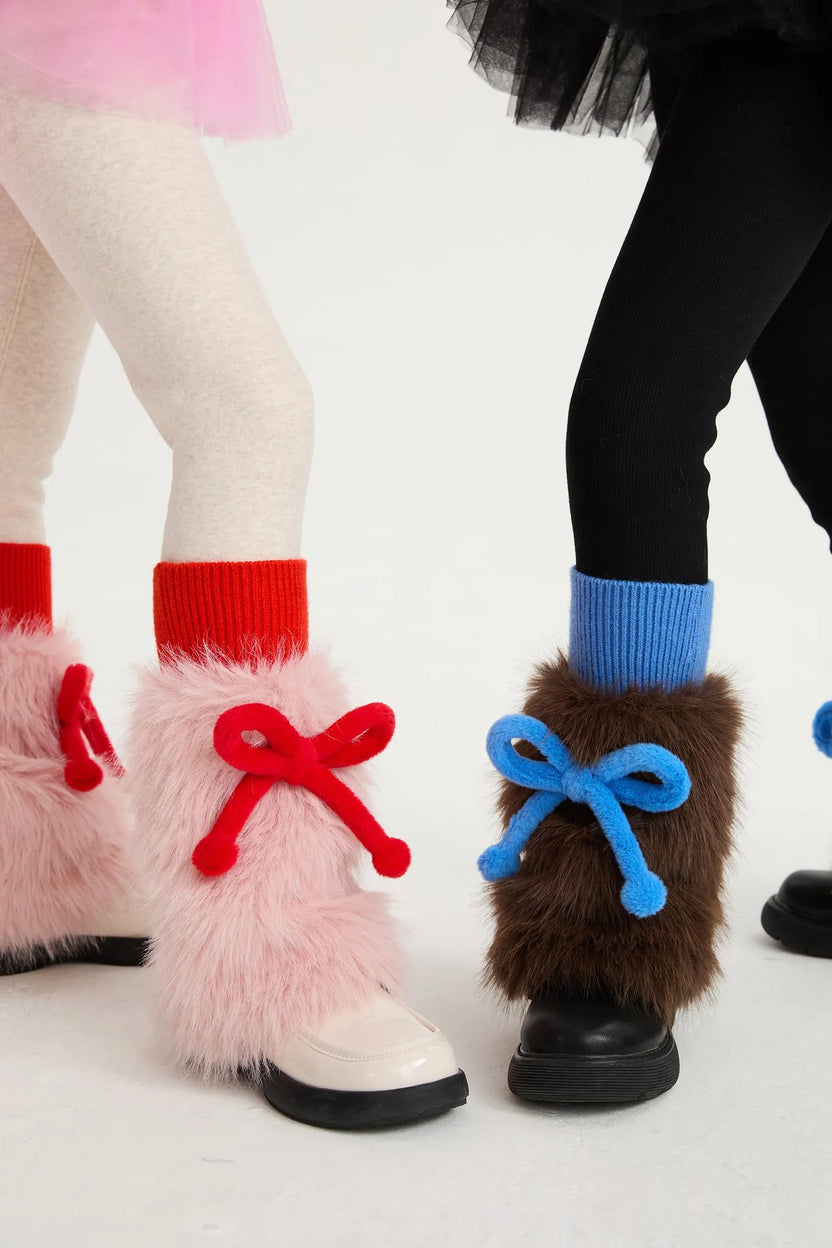 Little Lamb Bow Furry Leg Warmers by Poco Blush, image 4
