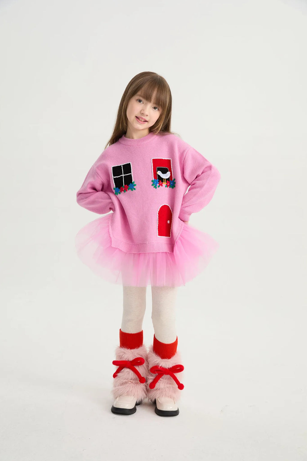 Poco Blush Little Lamb Bow Furry Leg Warmers AW253A05