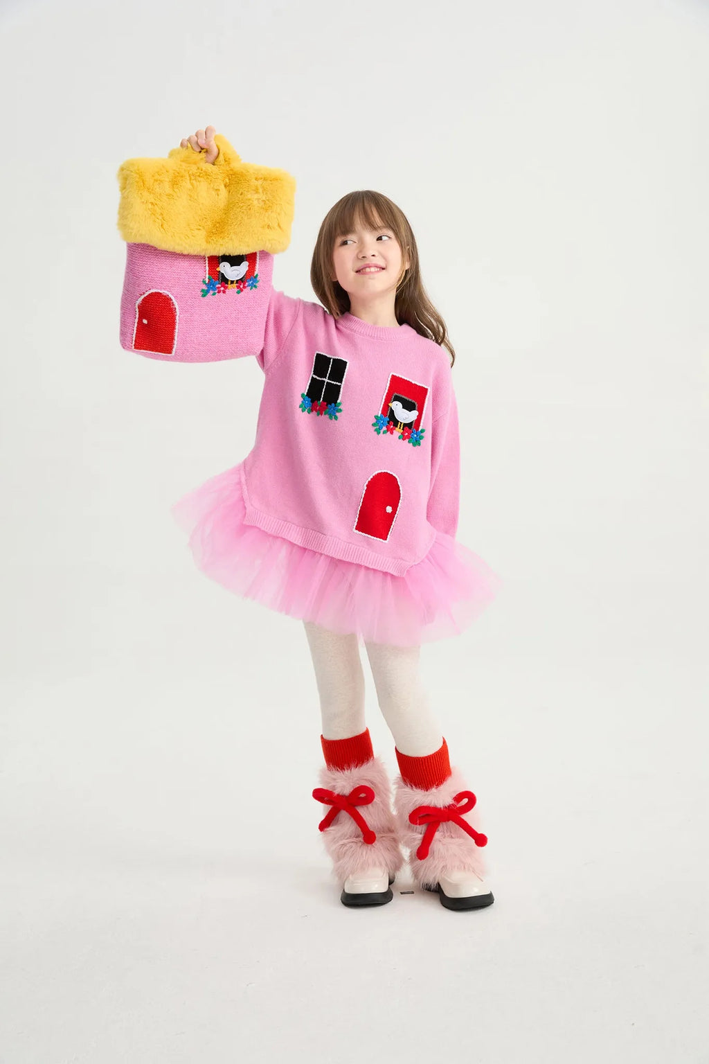 Poco Blush Bird at the Window Mesh Knit Sweater