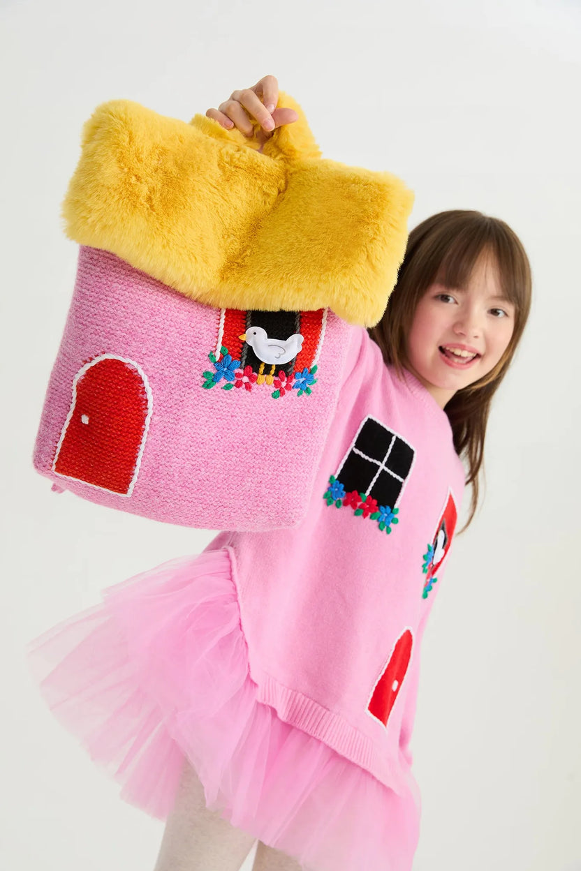 Bird House Knitted Kids Backpack by Poco Blush, image 4