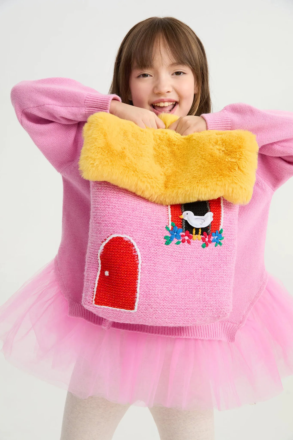 Poco Blush Bird House Knitted Kids Backpack