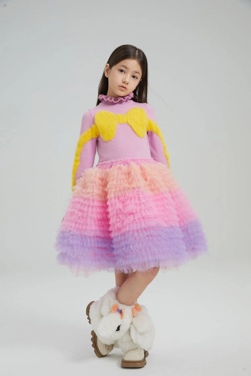 Gradient Bow Knit Tulle Party Dress by Poco Blush, image 5