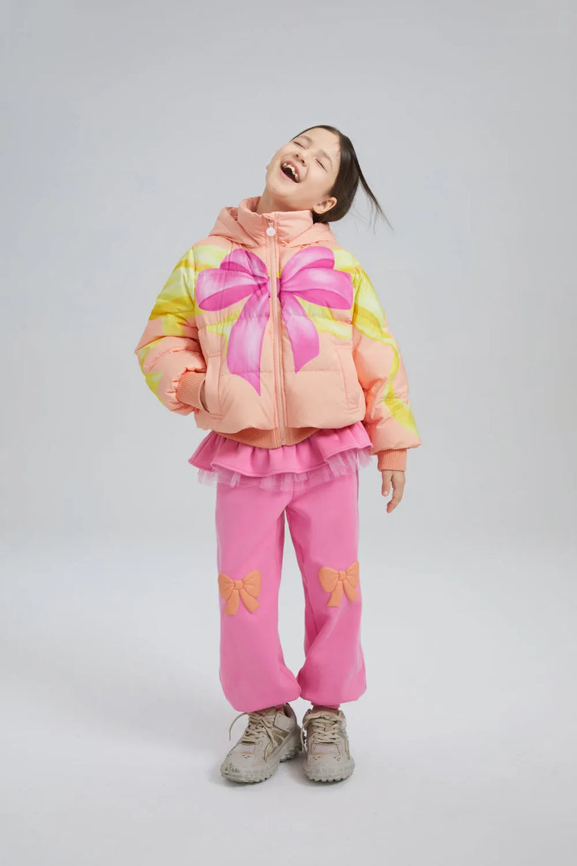 Bow Print Goose Down Jacket by Poco Blush, image 2