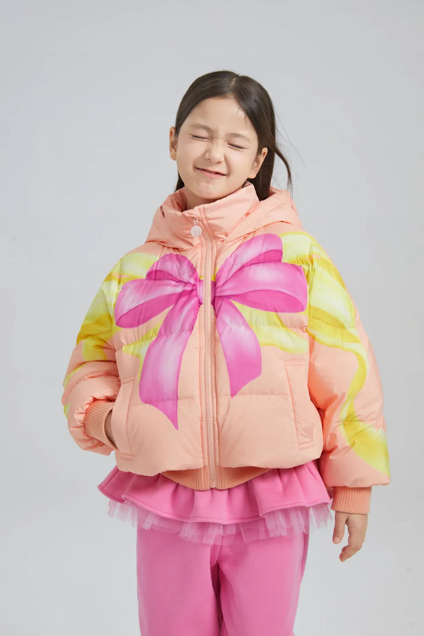 Bow Print Goose Down Jacket by Poco Blush, image 3