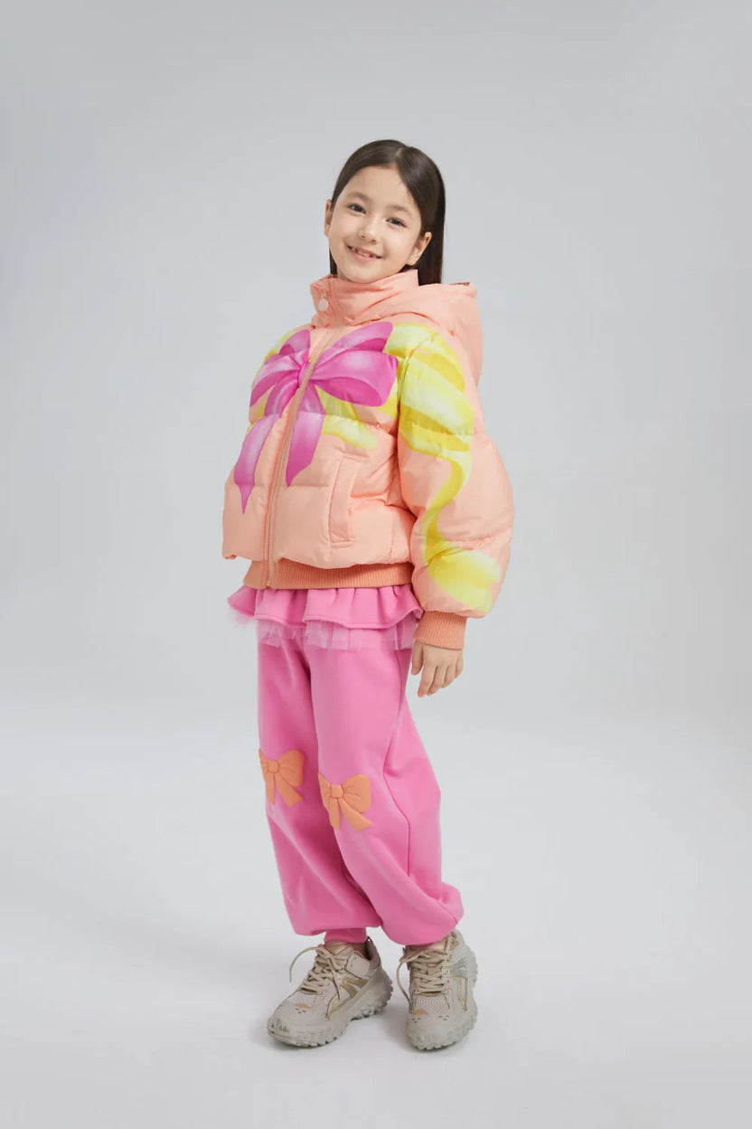 Bow Print Goose Down Jacket by Poco Blush, image 4