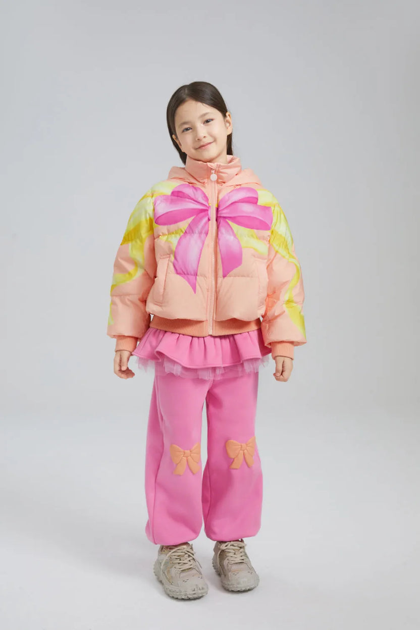 Bow Print Goose Down Jacket by Poco Blush, image 5