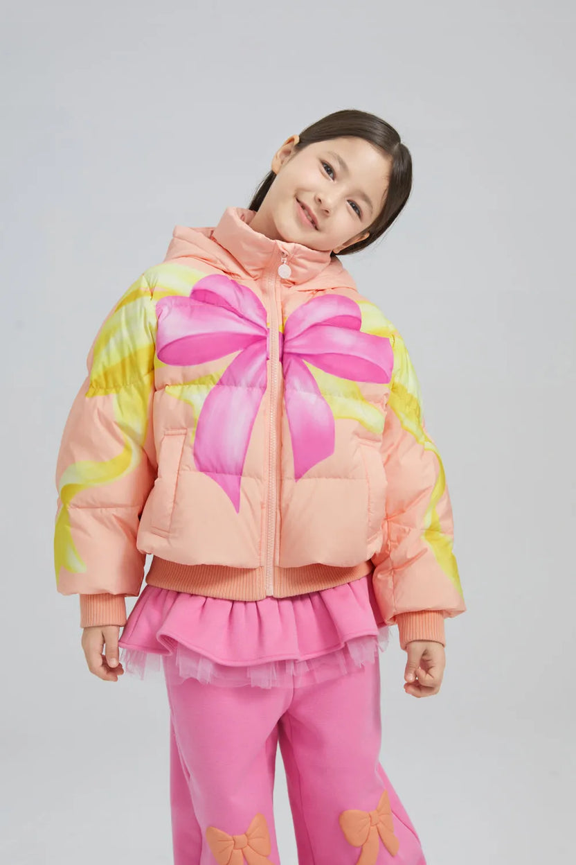 Bow Print Goose Down Jacket by Poco Blush, image 6