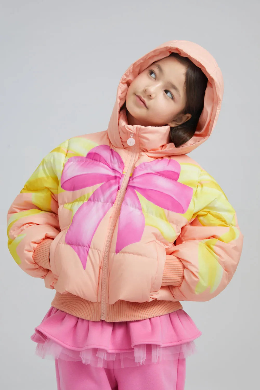 Poco Blush Bow Print Goose Down Jacket
