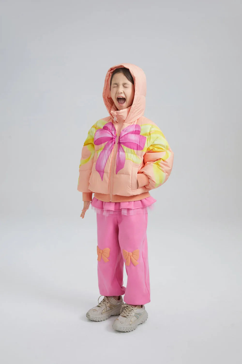 Poco Blush Bow Print Goose Down Jacket