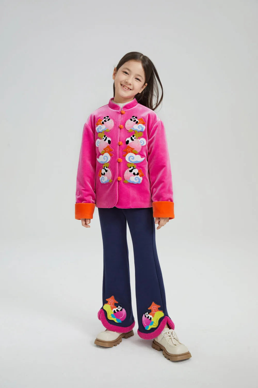 Poco Blush Chinese-Style Velvet Embroidered Jacket