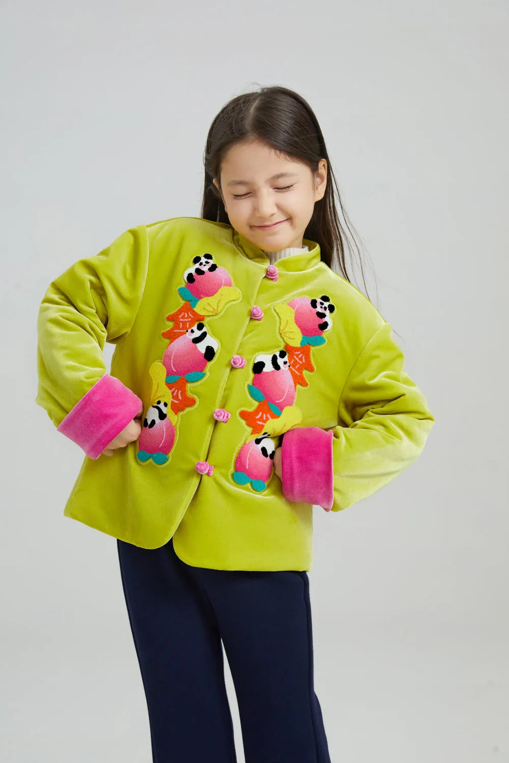 Poco Blush Chinese-Style Velvet Embroidered Jacket